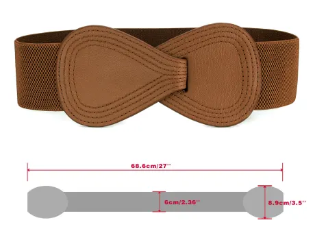 Allegra K- Interlock 8-Shaped Buckle Elastic Belt