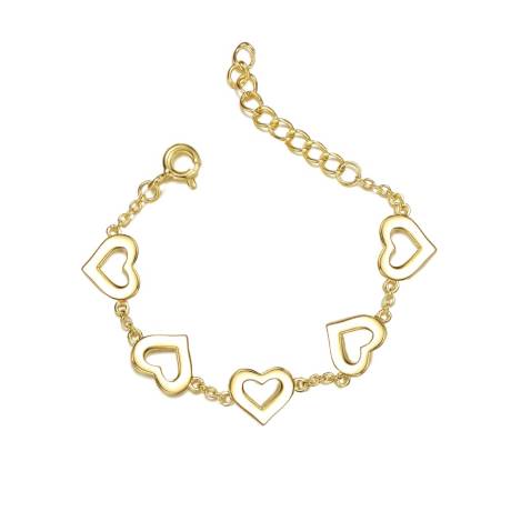 Rachel Glauber Bracelet pour tout-petit RG 14k plaqué or jaune Forever Heart, longueur réglable, 1-6 ans