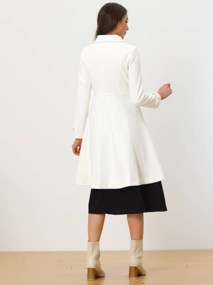 Allegra K - Elegant Lapel Collar Swing Overcoat