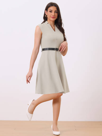 Allegra K- Elegant Split Neck Sleeveless Dress