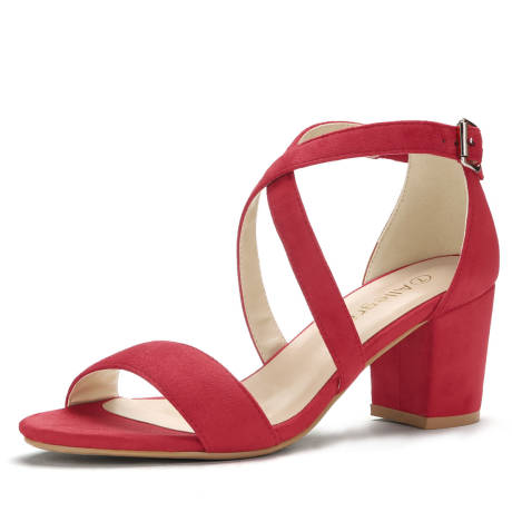 Allegra K- Crisscross Ankle Strap Block Heel Sandals