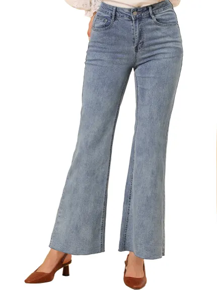 Allegra K - High Waist Straight Leg Jeans Denim Pants