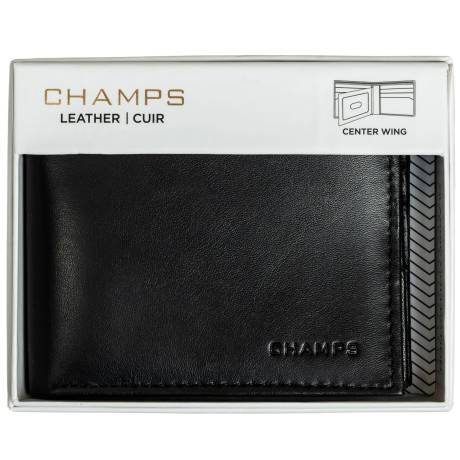 CHAMPS Classic Collection Genuine Leather RFID blocking Center-wing wallet in Gift box