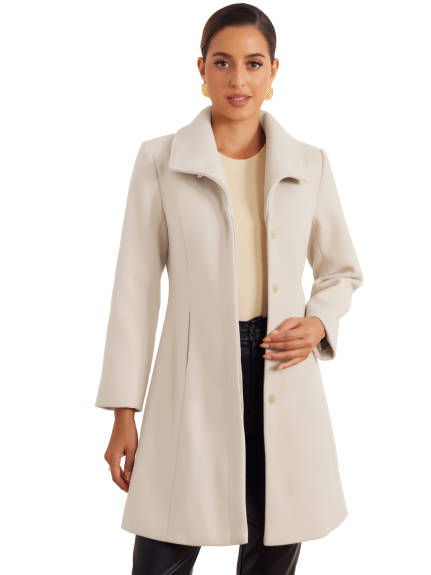 Allegra K - Elegant Winter Coat Stand Collar Outwear