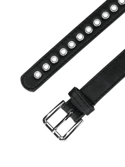 Allegra K- Grommet PU Leather Metal Pin Buckle Belt