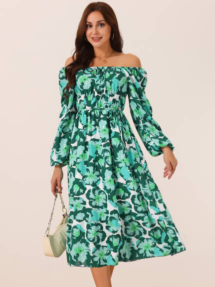 INSPIRE CHIC - Long Sleeve Flowy Vacation Floral Dress