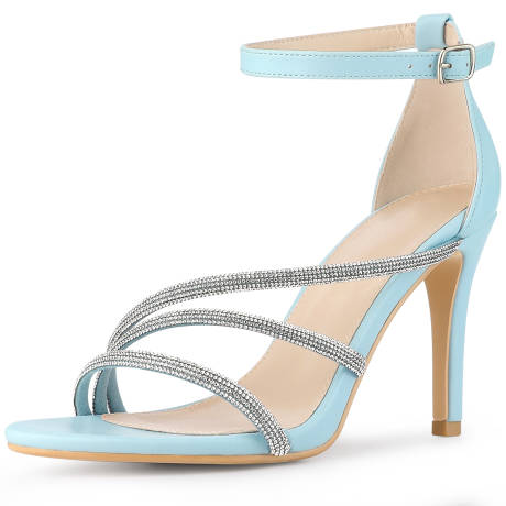 Allegra K - Rhinestone Strappy Stiletto Heeled Sandals