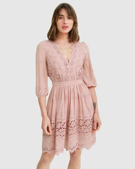 Belle & Bloom Sweet Talk Eyelet Mini Dress