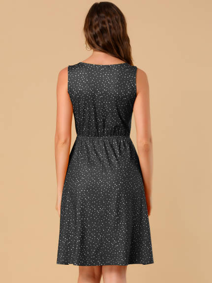 Allegra K- Polka Dots Elastic Waist Midi Sundress