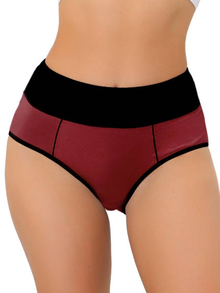 Allegra K- High Waist Color-Block Brief Pack, Combo 1