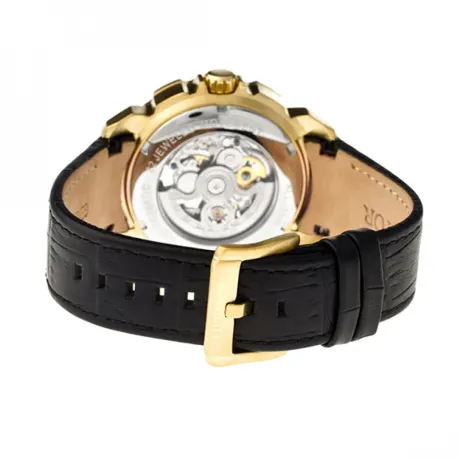 Heritor Automatic Conrad Skeleton Leather-Band Watch - Silver/Black