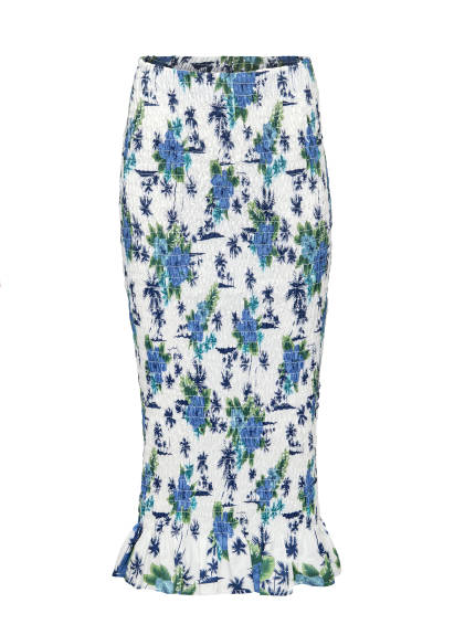 Hilary MacMillan- Ruched Floral Midi Skirt