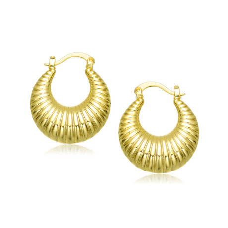 Rachel Glauber Seashell Saddle back Hoop Earrings