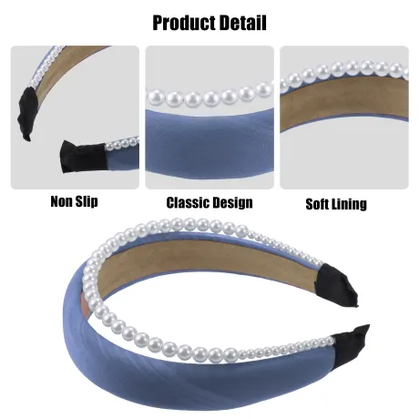 Unique Bargains - Double Layer Faux Pearl Sponge Headband