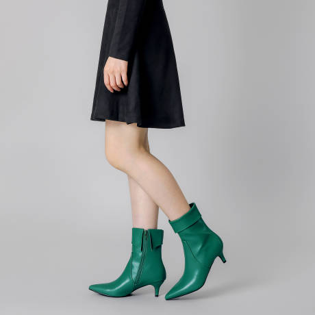 Allegra K - Pointed Toe Side Zip Ankle Boots