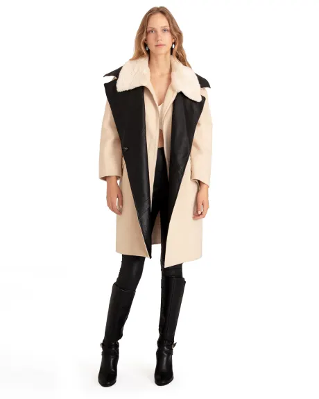 Belle & Bloom Watch Me Go Oversized Leather Trimmed Coat