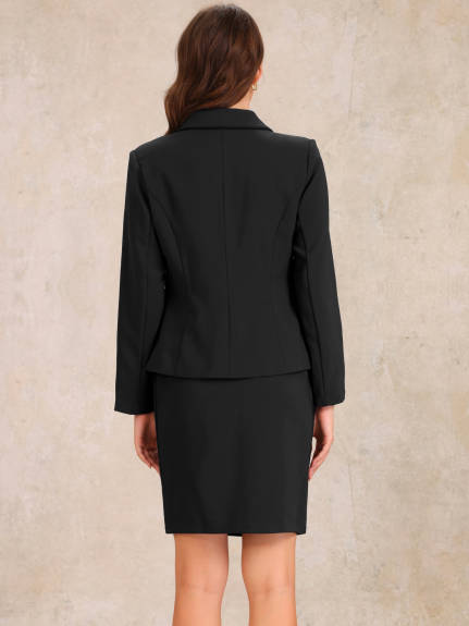 INSPIRE CHIC - Blazer Pencil Skirt 2 Piece Business Suit