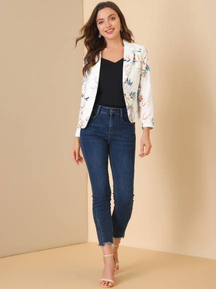 Allegra K- Open Front Crop Blazer Jacket