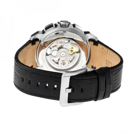 Heritor Automatic Conrad Skeleton Leather-Band Watch - Silver/Black