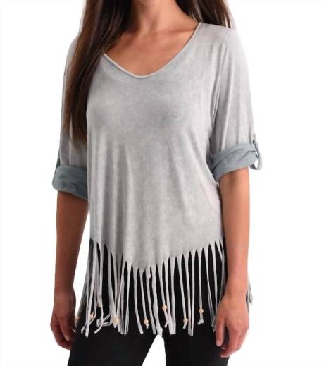 ANGEL - Stone Wash Cut Out Fringe Top