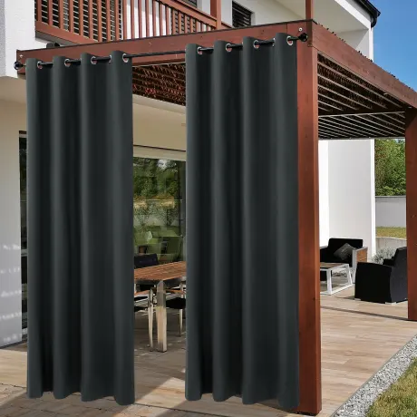 PiccoCasa- 100% Blackout Waterproof Grommet Curtains with Black Liner, 2 Panels Set 52 x 108 Inch