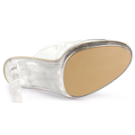 Allegra K- Block Heels Clear Platform Slides Sandals