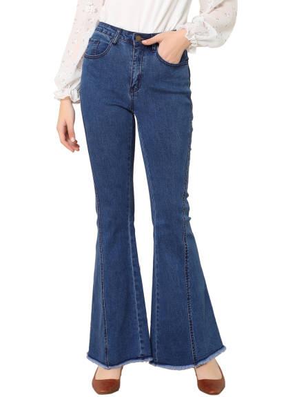 Allegra K - High Waist Stretch Classic Bell Jeans