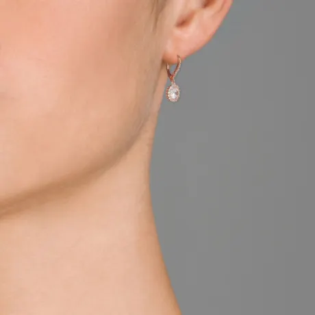 Genevive Boucles d'oreilles pendantes en argent sterling avec halo de zircones cubiques rondes colorées