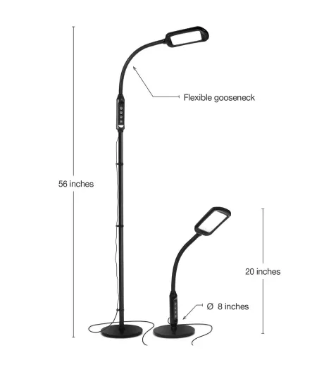 Litespan Led 2-in-1 Gooseneck Floor And Desk Lamp Combo With Adjustable Head