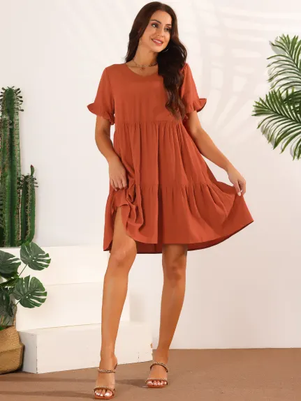 Allegra K - Summer Ruffle Casual Babydoll Dress