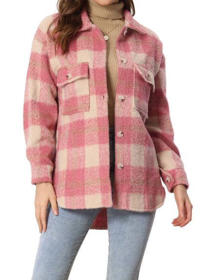 Allegra K- Plaid Shacket Flannel Coats