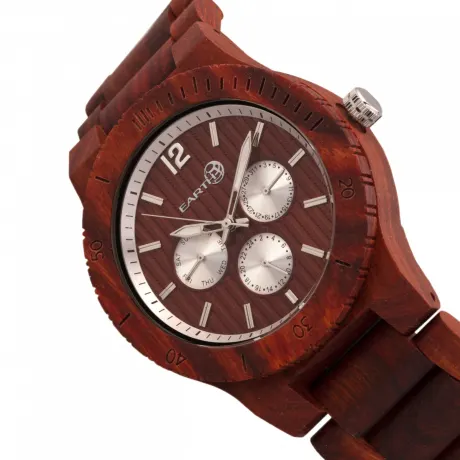 Earth Wood - Bonsai Bracelet Watch w/Day/Date - Red