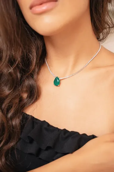 Jewels By Sunaina - OVAL Green Tennis Choker