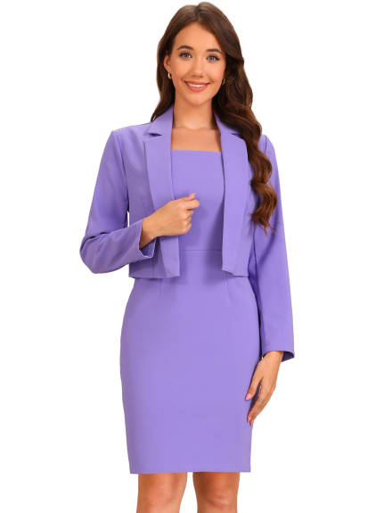 Allegra K - Sleeveless Dress Cropped Blazer Suit