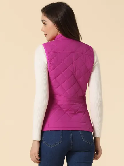 Allegra K- Gilet léger à col montant Gilet matelassé zippé