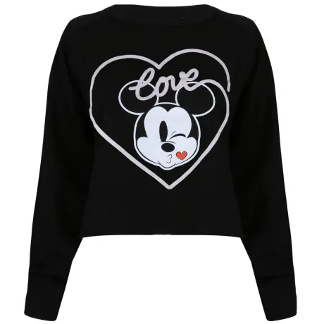 Disney - Womens/Ladies Mickey Mouse Kiss Crop Sweatshirt