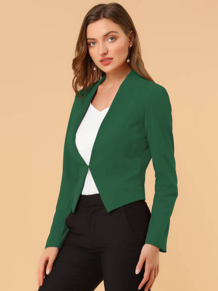 Allegra K- Suit Collarless Cropped Blazer Jacket