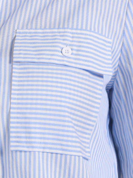 Allegra K - Striped Long Sleeve Cotton Shirt