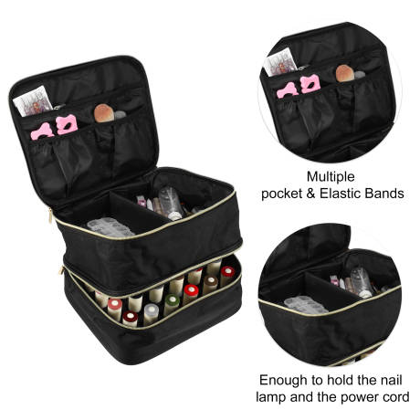 Unique Bargains- Nail Polish Double Layer Makeup Organizer Travel Case