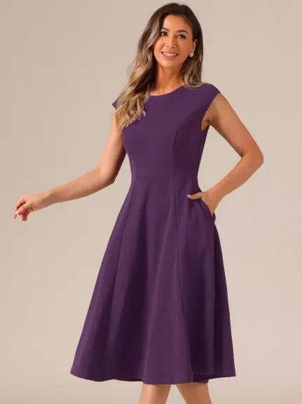 Allegra K - Elegant Cinched Waist A-Line Dress