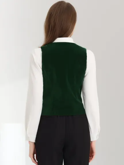 Allegra K- Velvet Waistcoat Racerback Vest