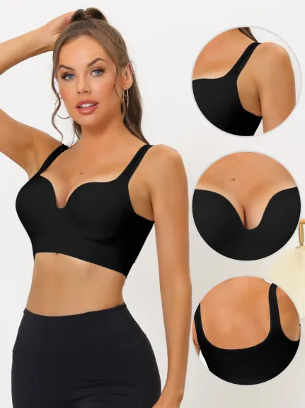 Allegra K- Wireless Padded V-Neck Sports Bras