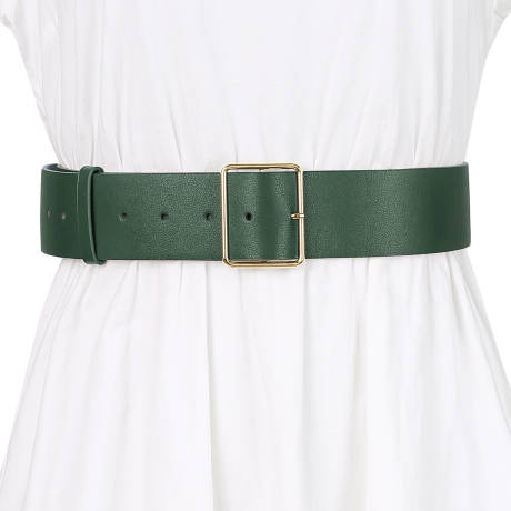 Allegra K- PU Leather Metal Pin Buckle Wide Belt