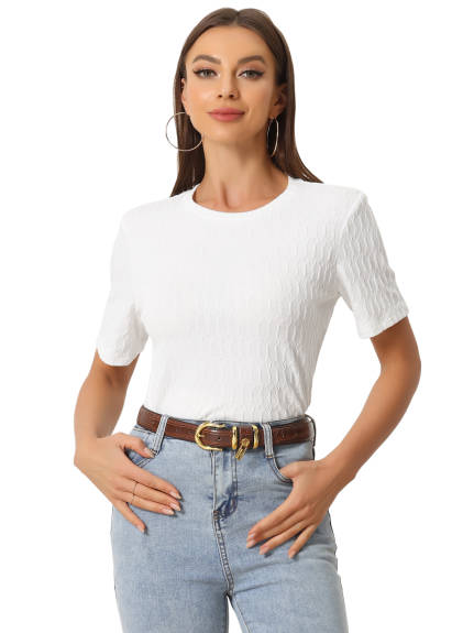 Allegra K- Round Neck Textured Top