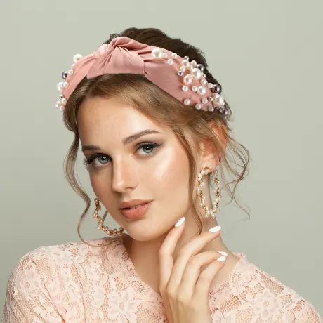 Unique Bargains - Faux Pearl Bead Fashion Knotted Headband