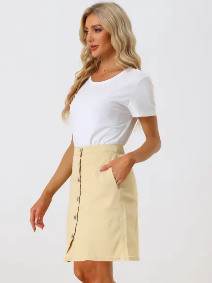 Allegra K- High Waist A-Line Denim Skirt