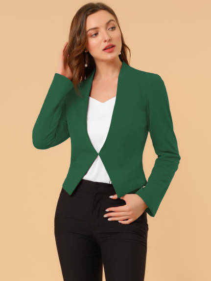 Allegra K- Suit Collarless Cropped Blazer Jacket