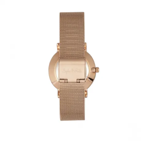 Sophie and Freda - Savannah Mesh Bracelet Watch w/Swarovski Crystals - Silver