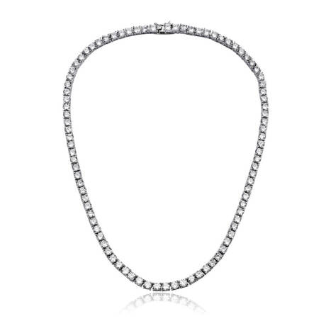 Genevive Sterling Silver with 3mm Clear Cubic Zirconia 18 Inch Tennis Necklace