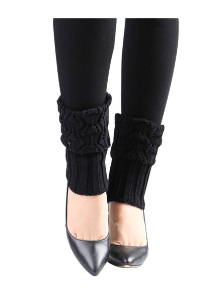 Allegra K- Knee Length Knitted Ribbed Leg Warmers